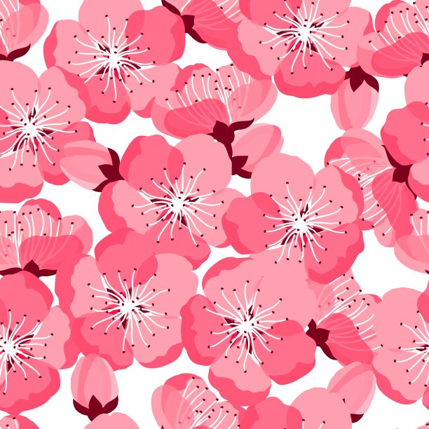 日本樱花无缝图案具有风格化图片下载