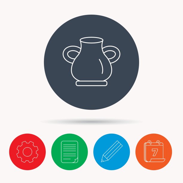 花瓶图标装饰复古双耳罐标志图片下载