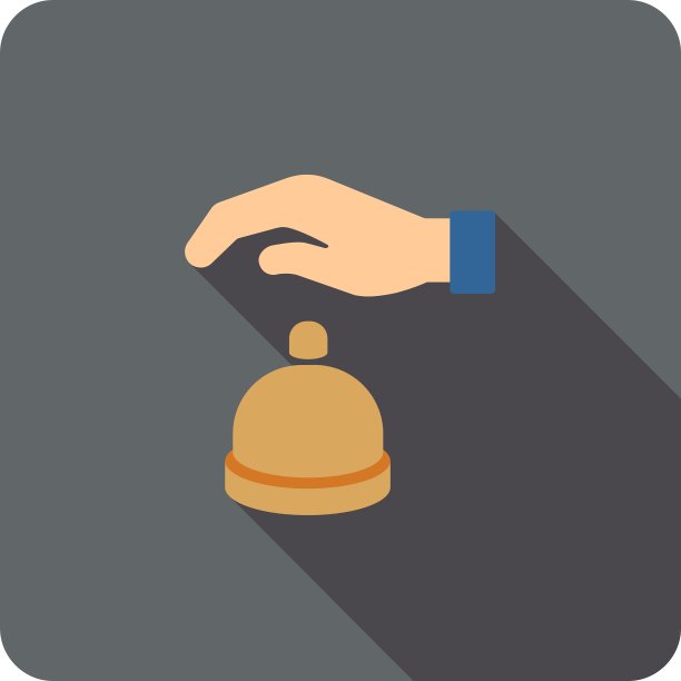 接待呼叫钟扁圆方形图标图片下载