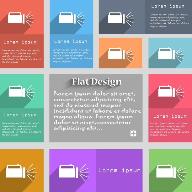 手电筒图标标志一套多色按钮图片下载