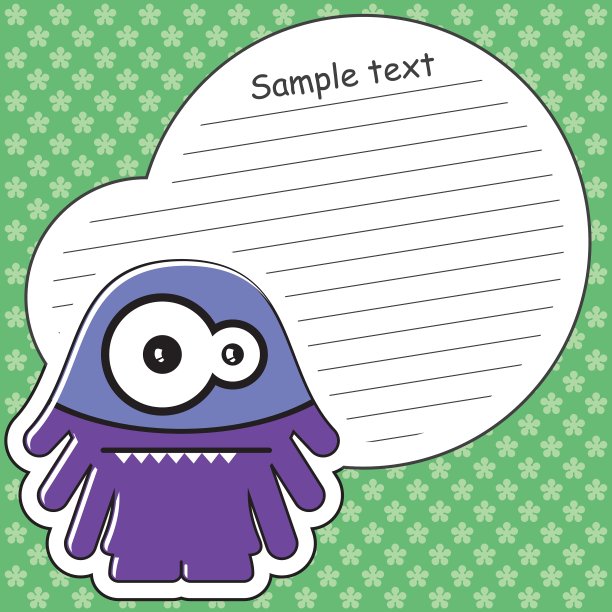 卡通怪兽与信息云图片下载