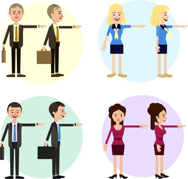 有趣的男人和女人的商业特征图片下载