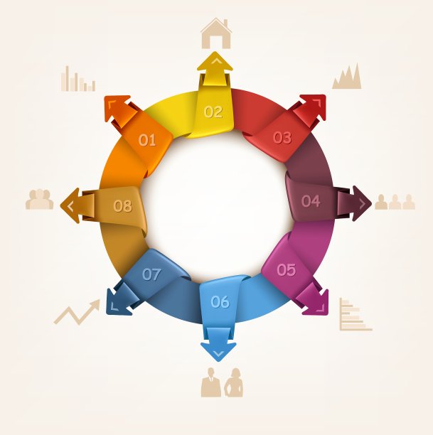 信息图形横幅与图标复古设计图片下载