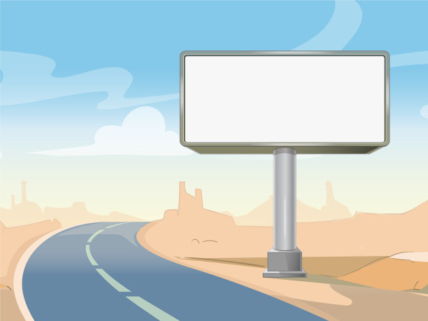 道路广告广告牌和沙漠景观图片下载