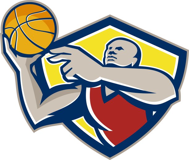 篮球运动员放置球复古图片下载