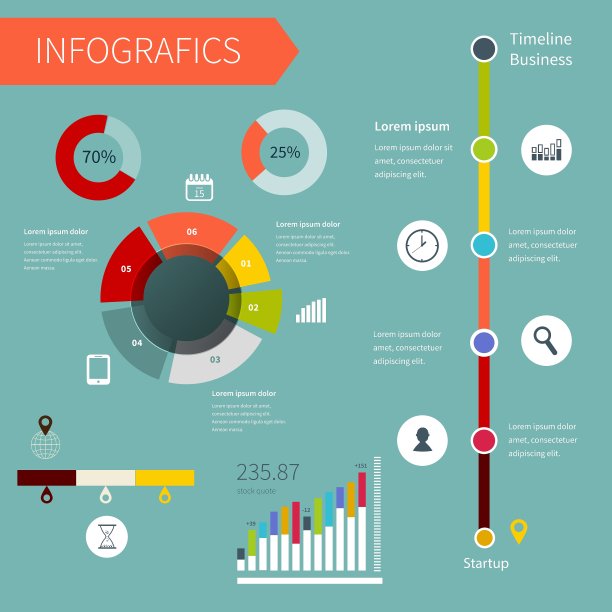 现代信息图设置时间轴信息图图片下载