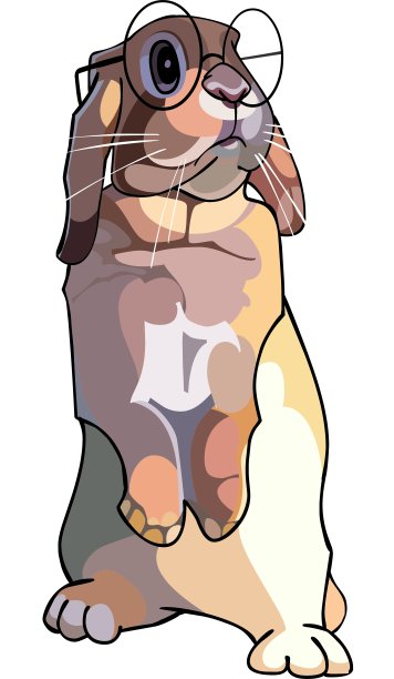 卡通兔子与眼镜站立图片下载