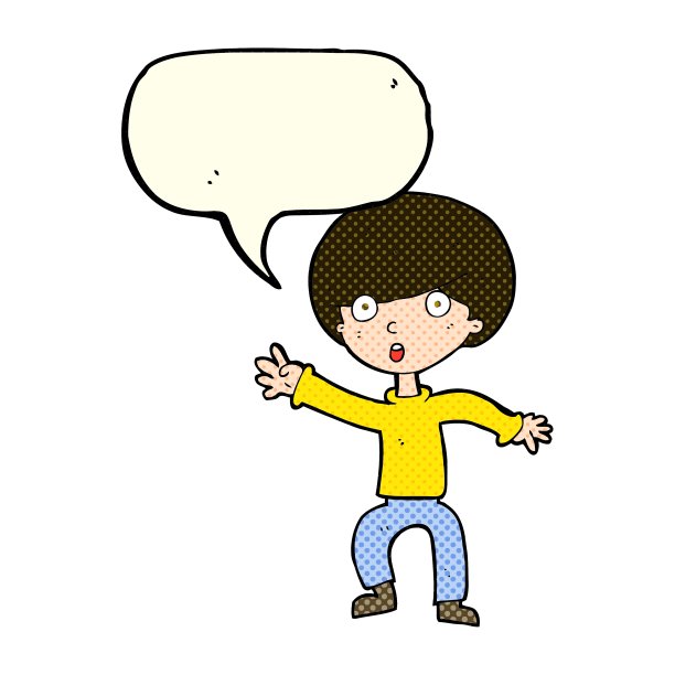 惊慌失措的卡通男孩说话冒泡图片下载