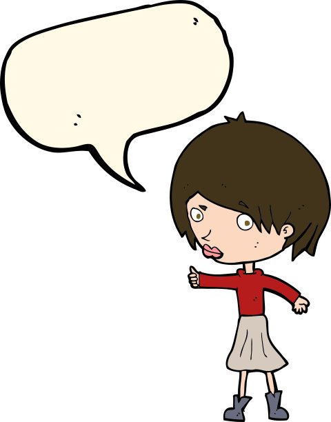 卡通女人扬起眉毛，说话冒泡图片下载