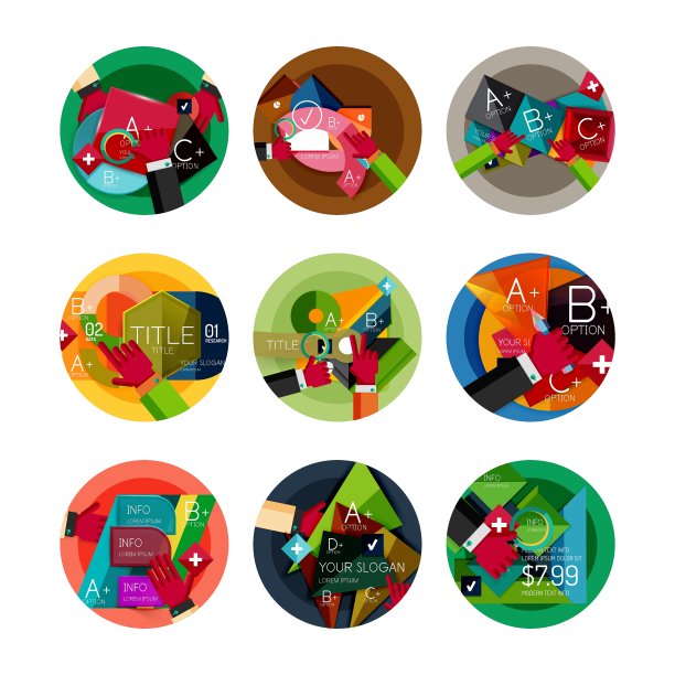 一组选项展示标签平面设计网页图片下载