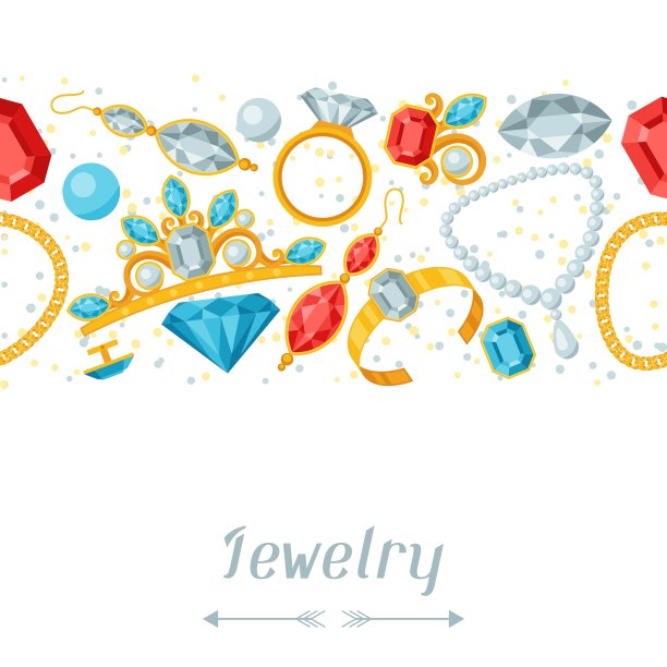 无缝图案搭配精美的珠宝首饰图片下载