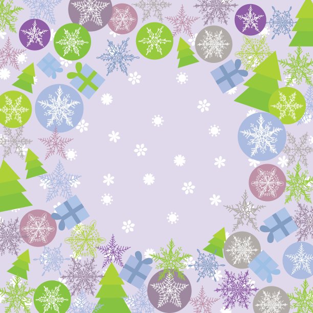 圣诞贺卡绿丁香紫圆图片下载