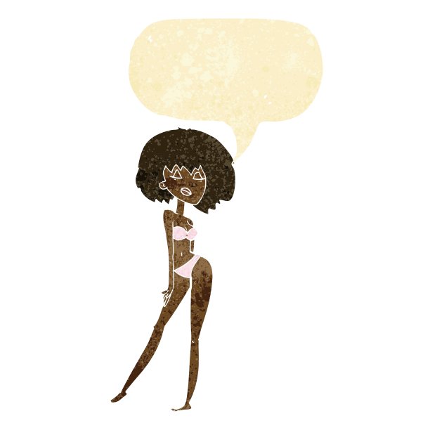 穿着比基尼说话泡泡的卡通女人图片下载