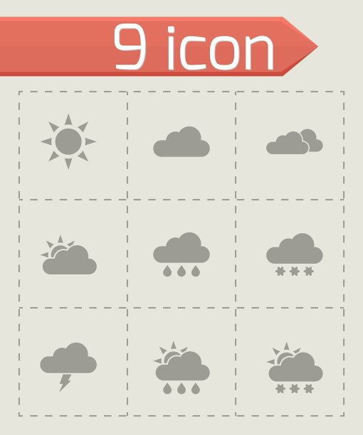 黑色天气图标集图片下载