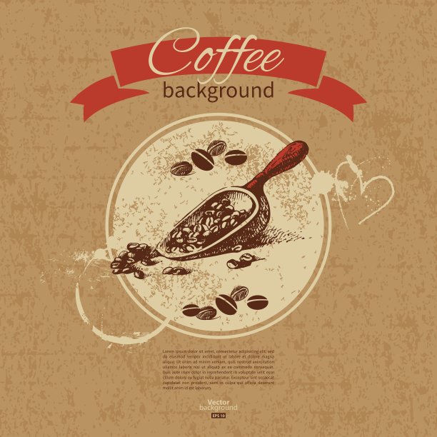 手绘复古咖啡背景图片下载