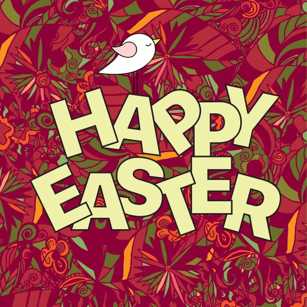 复活节手写字母和涂鸦元素图片下载