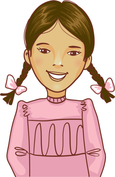 梳着两条辫子的卡通少女图片下载