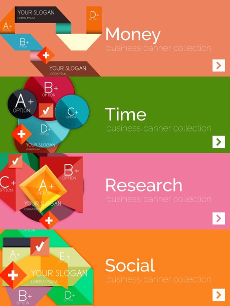 平面设计纸信息图横幅集图片下载