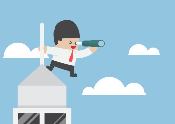 透过望远镜看东西的商人图片下载