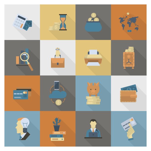 商业和金融图标集图片下载