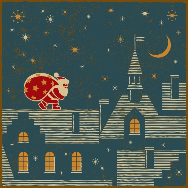 屋顶上的圣诞老人图片下载