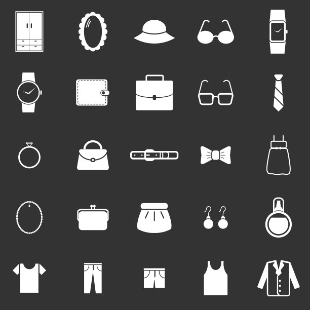 黑色背景上的着装图标图片下载