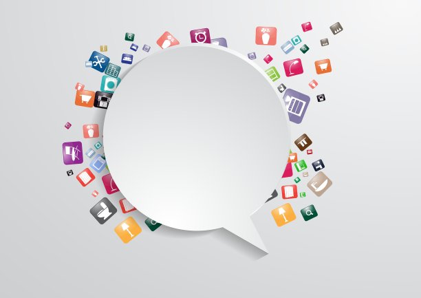 家用家具图标与气泡讲话图片下载