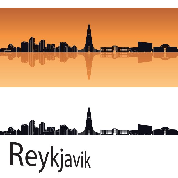 橙色背景下的雷克雅未克天际线图片下载