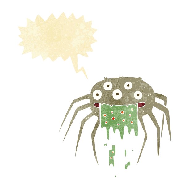 卡通恶心的万圣节蜘蛛和语音泡泡图片下载