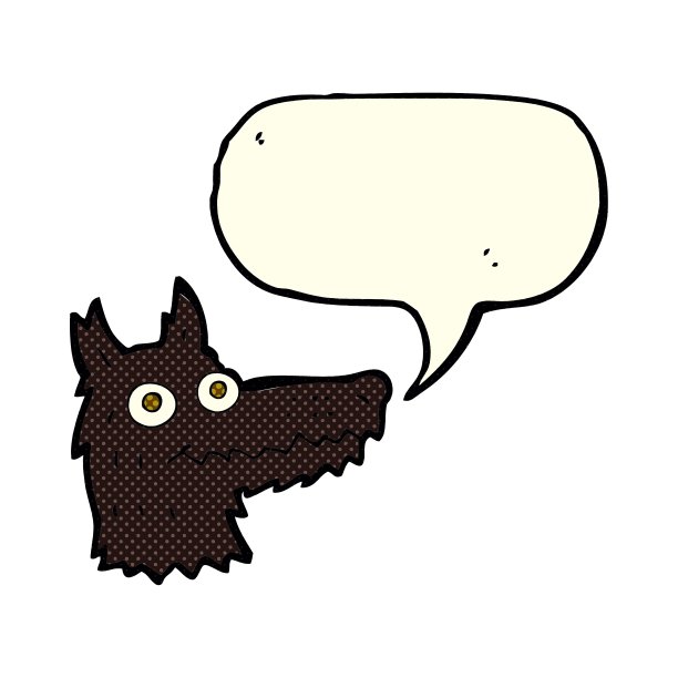 卡通狼头与讲话气泡图片下载