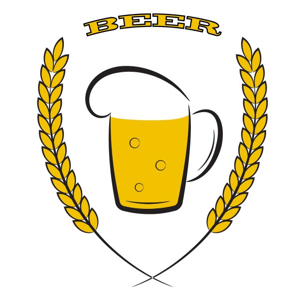 马克杯啤酒，黄色小麦穗，白色图片下载