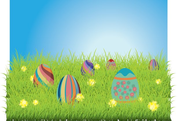 草地上的彩色蛋图片下载