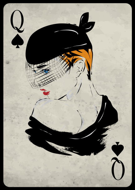 复古风格的女孩扑克牌图片下载