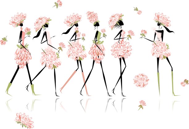 女孩们穿着鲜花盛装参加女性聚会图片下载