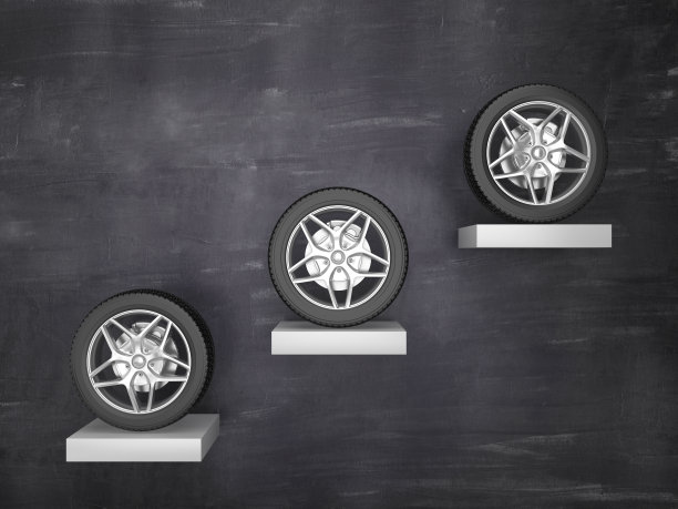 在黑板上有轮子的步骤- 3D渲染图片下载