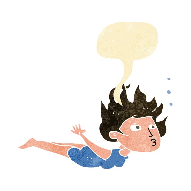 卡通女子在水下游泳，还能说话图片下载