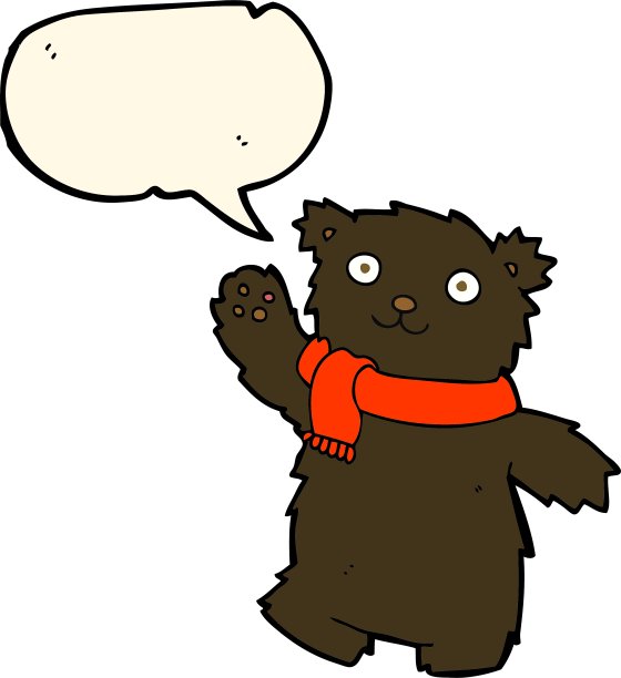 卡通泰迪熊戴着围巾讲话图片下载