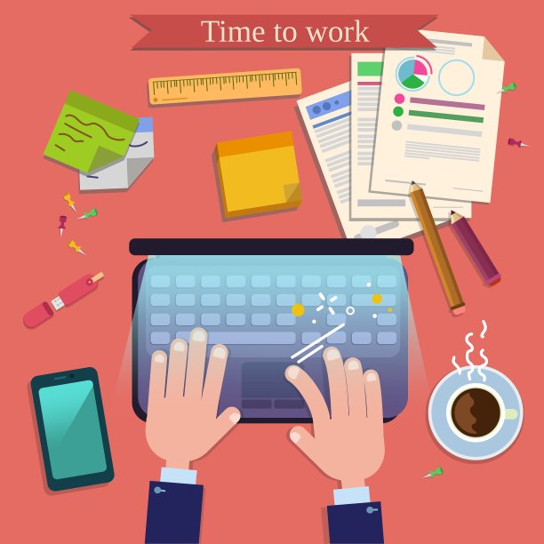Time to Work Modern Workplace俯视图图片下载