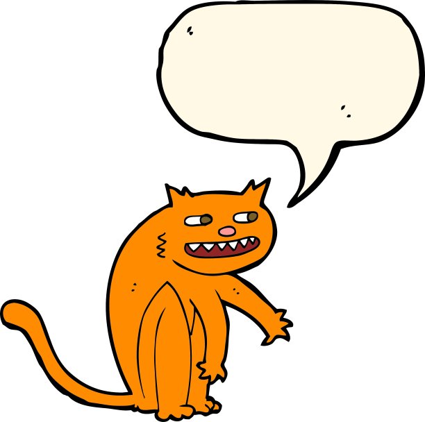 卡通快乐的猫与讲话泡泡图片下载
