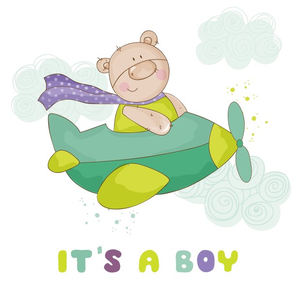 飞机上的熊宝宝-迎婴派对或抵港卡图片下载