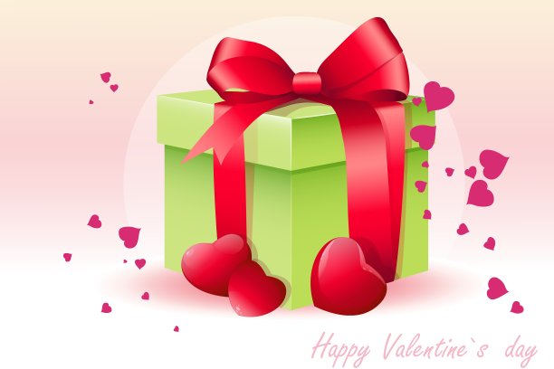 绿色盒子的情人节卡片图片下载