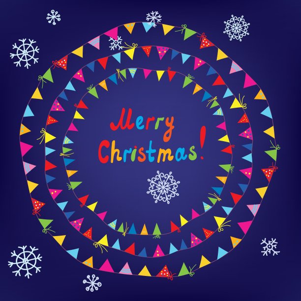 挂着彩旗的圣诞卡图片下载