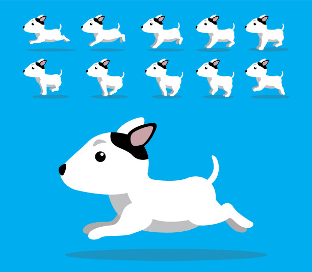 动物动画序列狗斗牛梗卡通向量图片下载