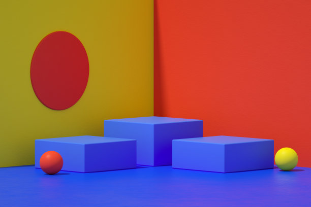 3D空白产品站，讲台，基座在房间角落。抽象最小背景与几何形状图片下载