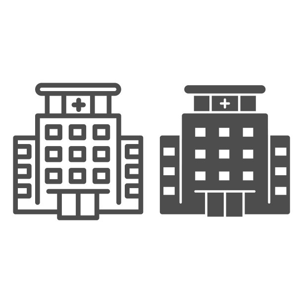 医院建筑线条图标图片下载