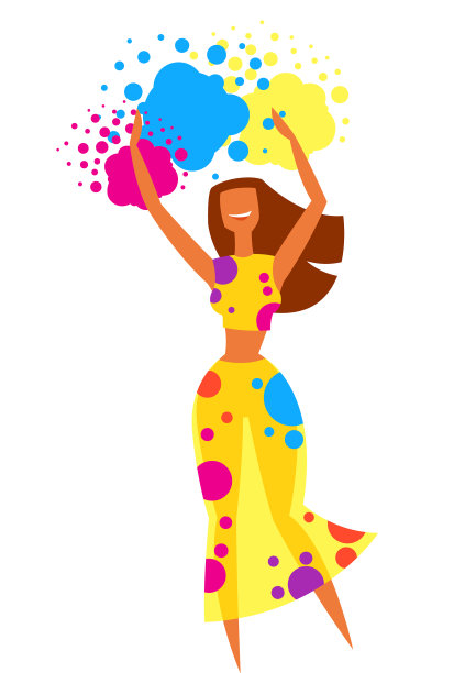 快乐的跳舞女孩扔油漆图片下载