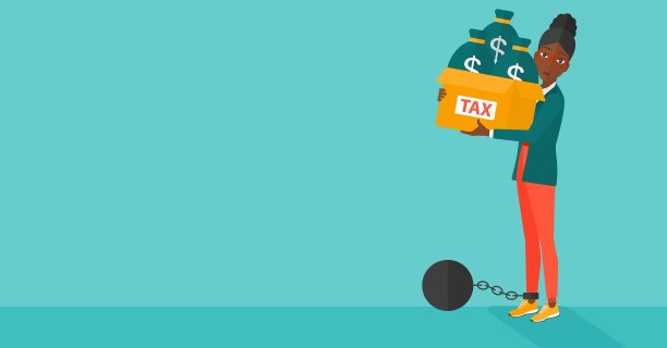 被锁链锁着的女人，拎着装满税的袋子图片下载