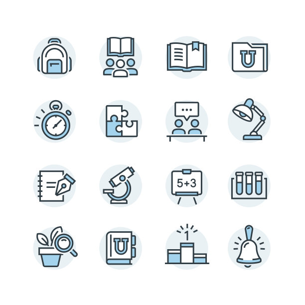 学校科目的矢量图标图片下载