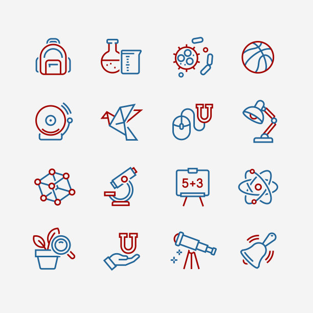 学校科目的矢量图标图片下载