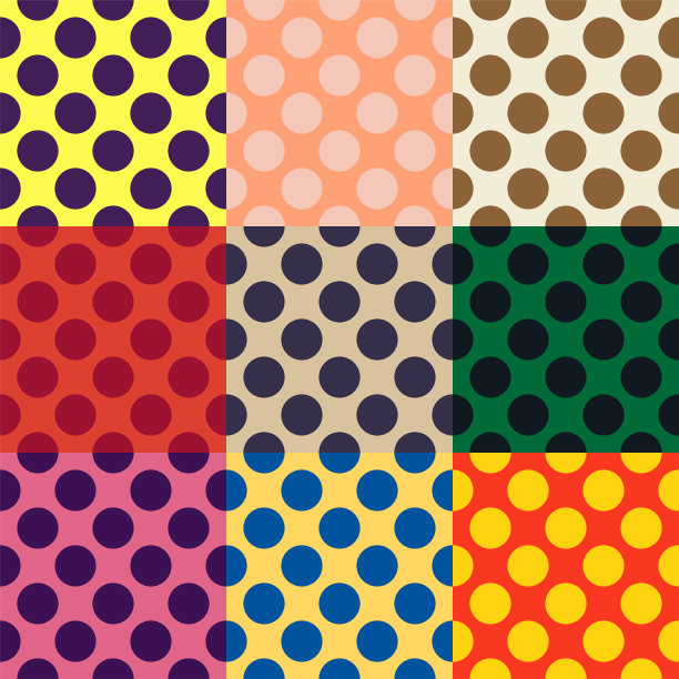 无缝大圆点花纹，不同颜色组合图片下载